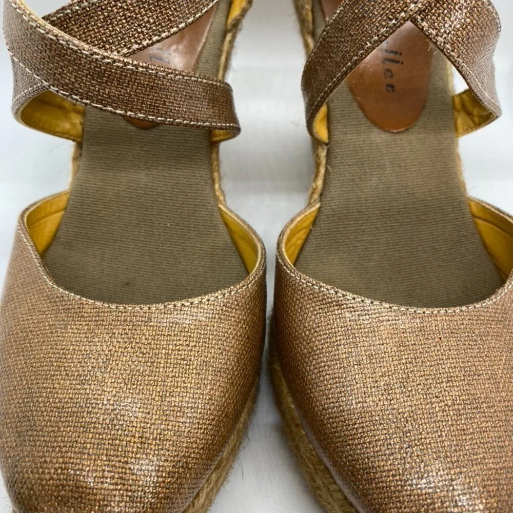 NIBBettye Muller copper canvas espadrille wedge 39